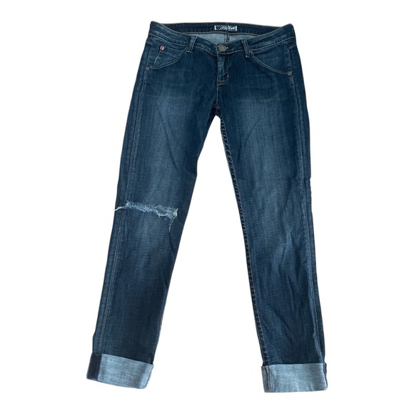 Hudson Jeans Blue Boyfriend Distressed Cuffed - Picture 1 of 3